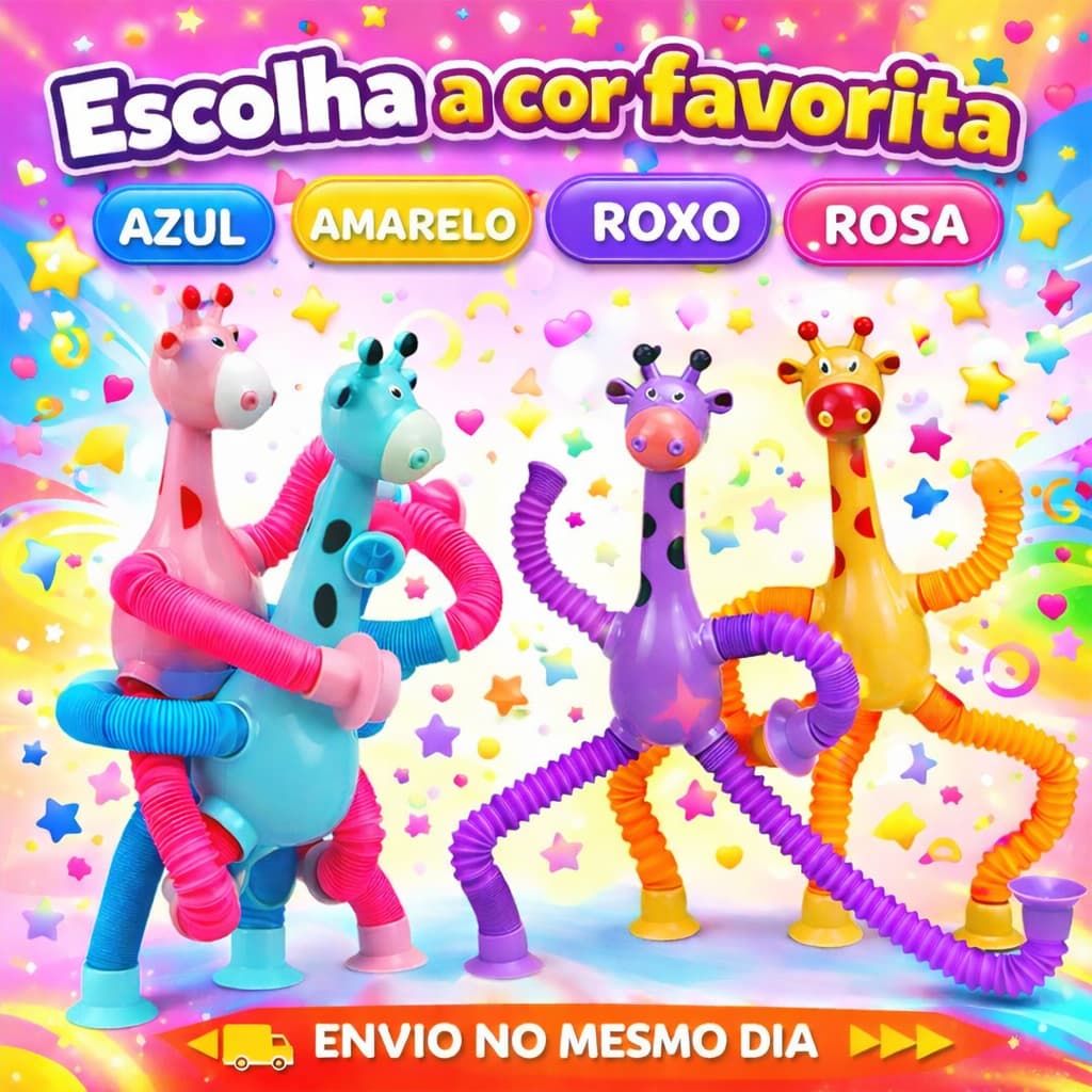 Kit 1/2/4 girafas estica e gruda melman pop it tubo tiktok com luz brinquedo para crianças promoção