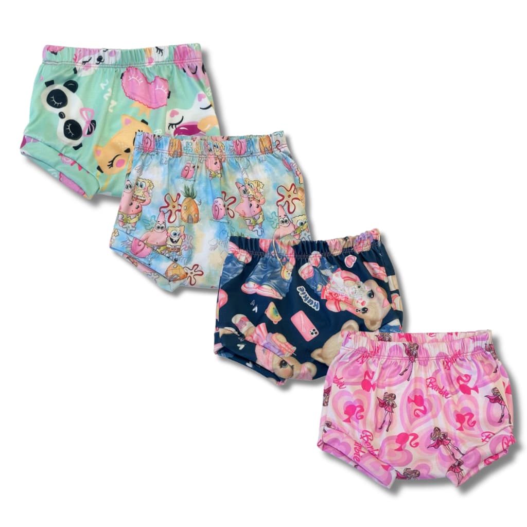 Kit 4 Shorts Bermuda Tapa Fralda Bebê Menina Verão Super confortável para o dia a dia