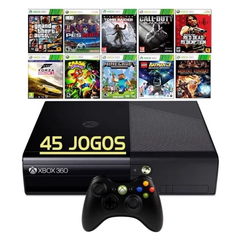 XBOX 360 DESBLOQUEADO COM HD EXTERNO 500GB E 45 JOGOS ENVIO DE IMEDIATO NO MESMO DIA