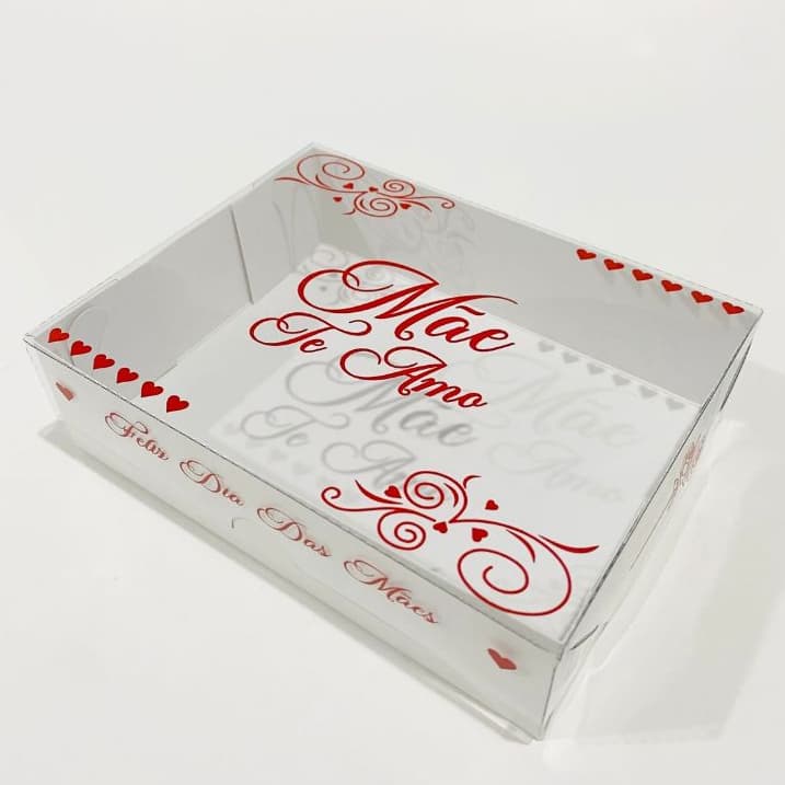 Caixa dia das Mães Te Amo para presente 15x11x4 cm kit 10 até 40 caixas papel acetato Embala Cristal