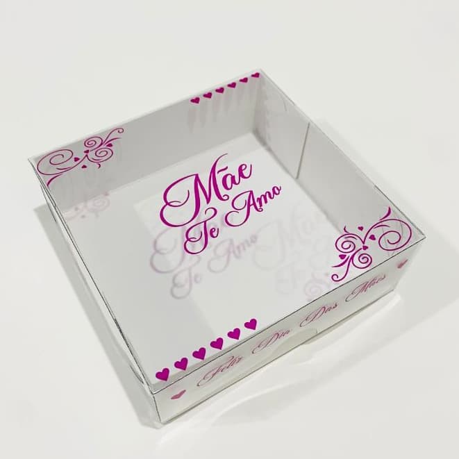 Kit 10 até 40 Caixa 11x11x4 cm Dia das Mães para Presente com Visor Caixa Kraft Mãe Te Amo