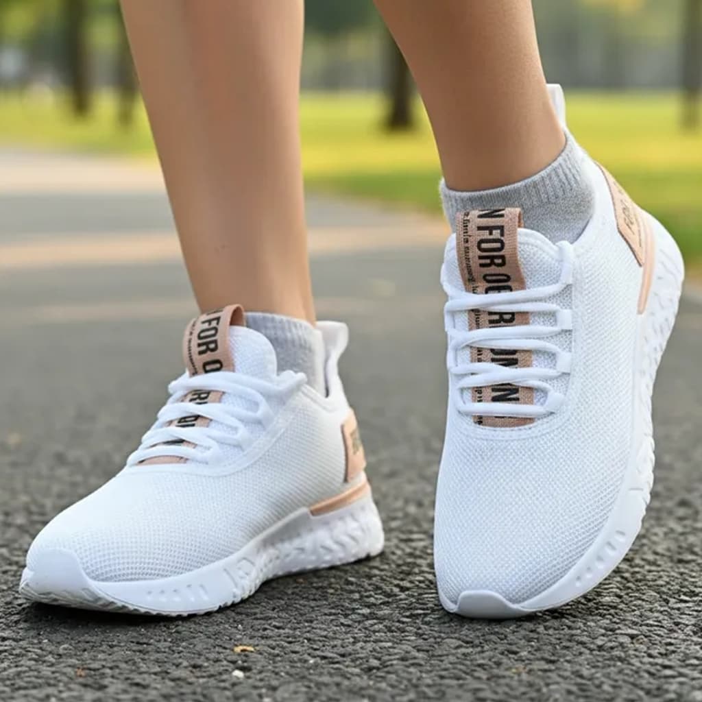Tênis branco Feminino Esportivo Academia Caminhada Corrida dia a dia