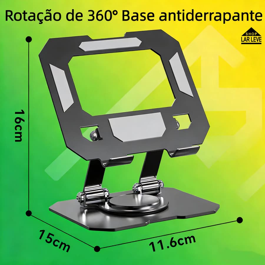 Suporte Giratório para Tablet e Celular, Ajustável e Dobrável - Até 17 Polegadas
