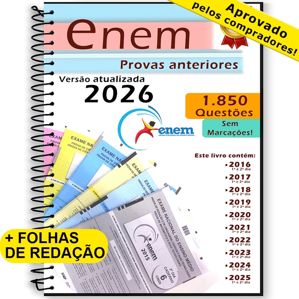 Enem 2026 provas anteriores questões 2016 até 2025 + gabaritos