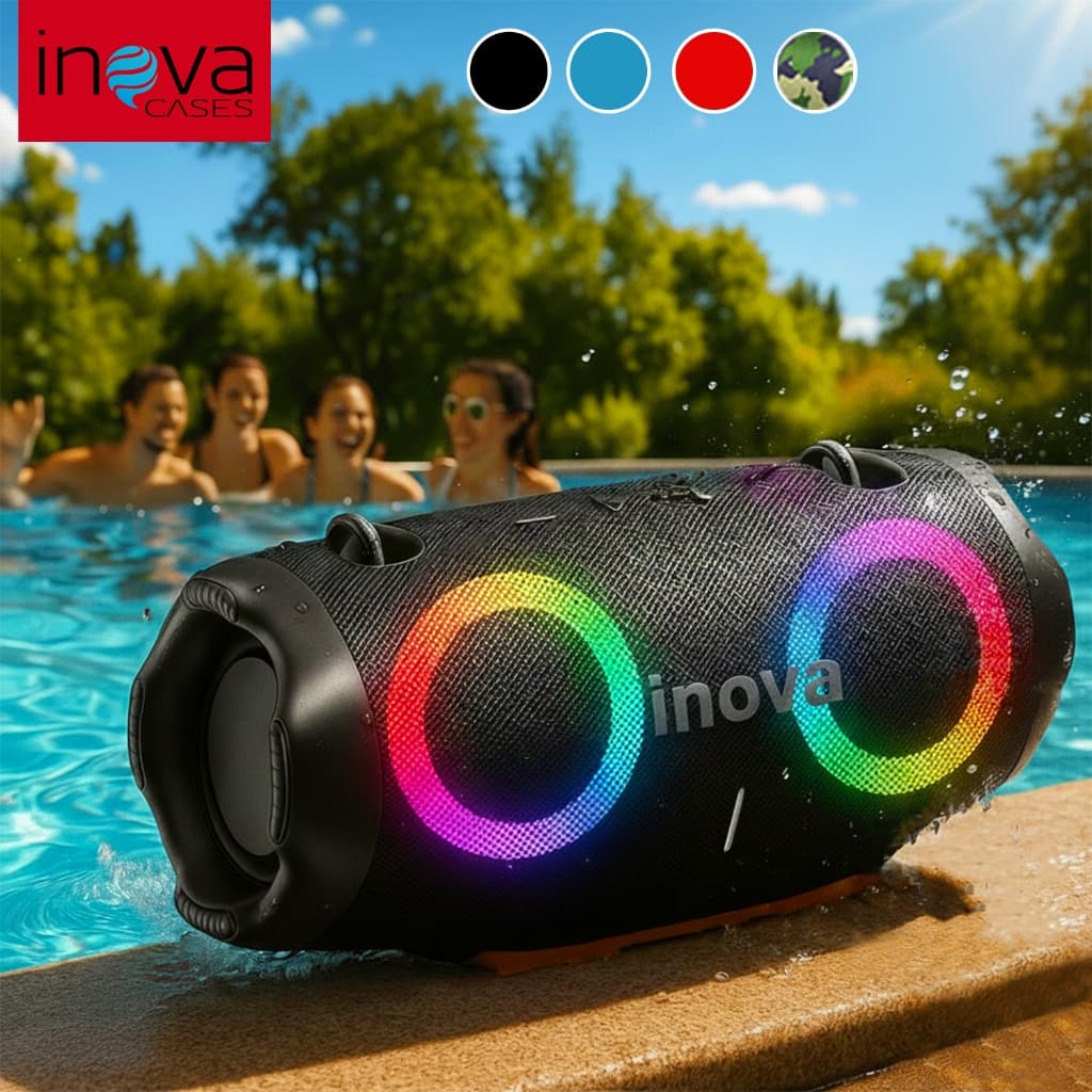 INOVA Caixa de som Bluetooth Portátil Com Led RGB Portátil FM USB TWS 20W Para Praia, Festa ou Viagem
