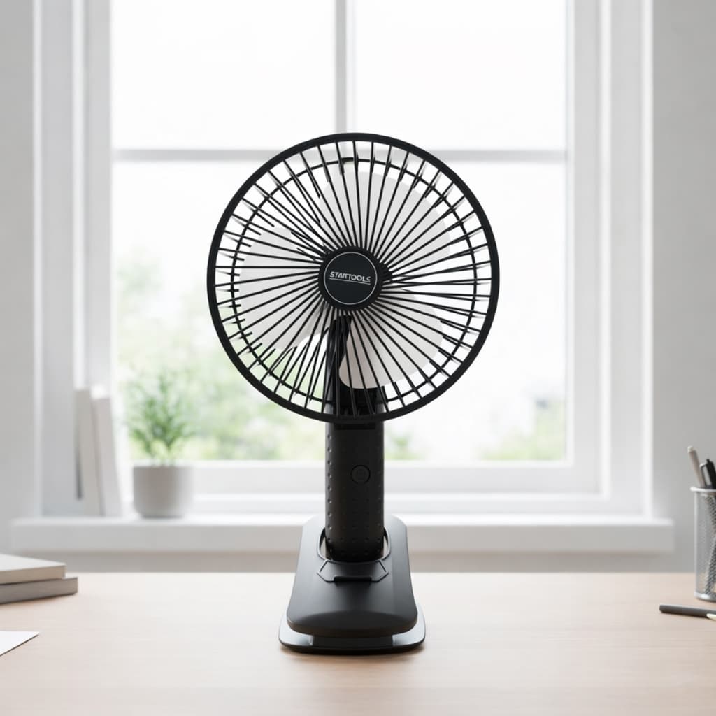 Mini Ventilador Portátil Recarregável com Suporte para Celular e Clipe Ajustável