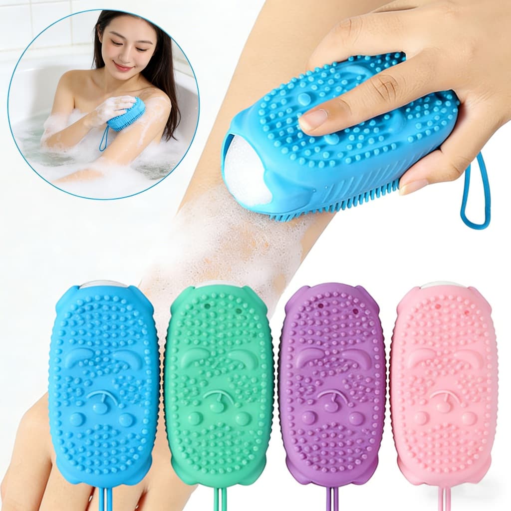 Esponja de Banho silicone para banho Todo o corpob Porta Sabonete - Bucha Esfoliante para Massagem e Limpeza Profunda