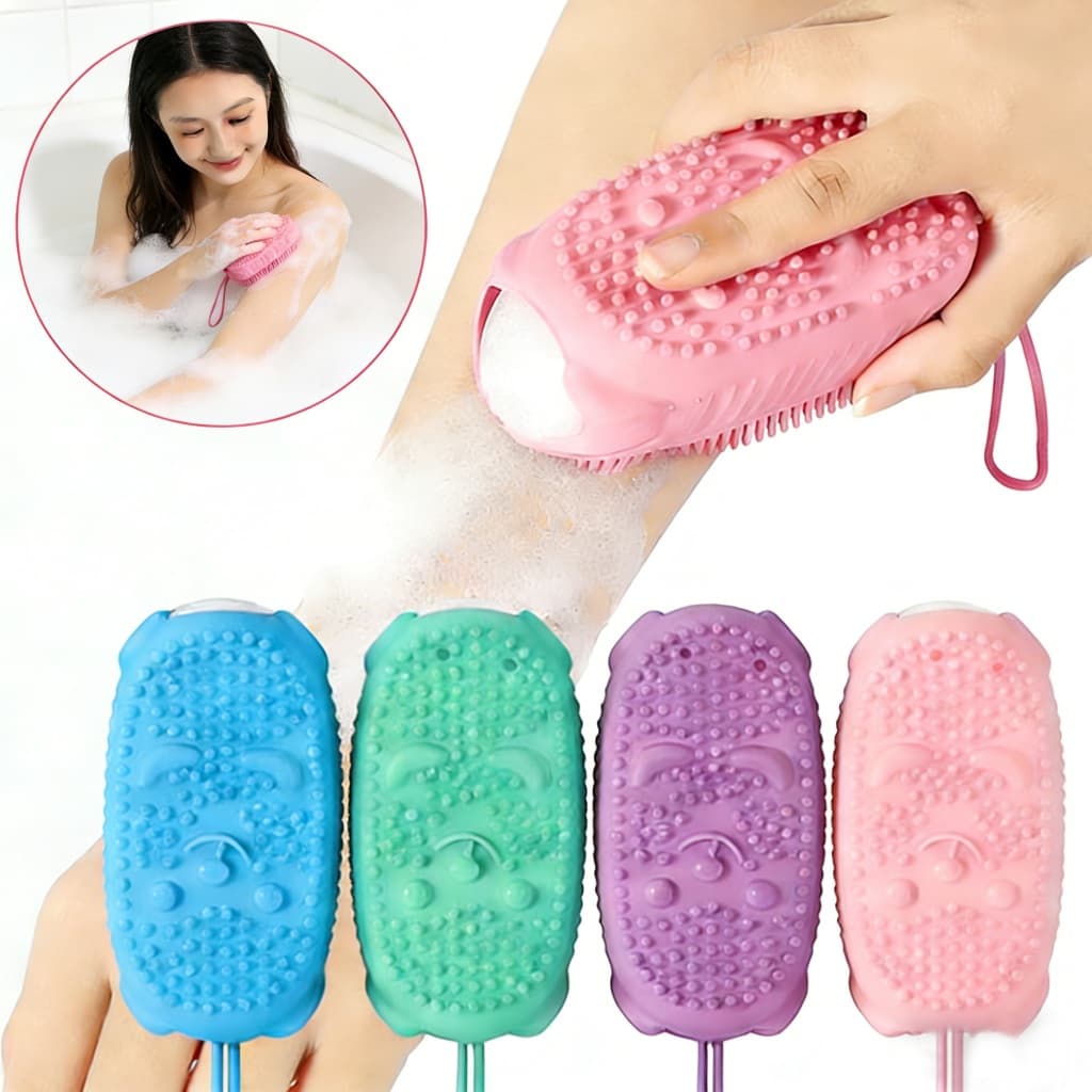 Banho Bucha De Silicone Macia Para Esfregar E Esfoliar a Pele Bucha Esfregão Saboneteira Escova Corporal Porta Sabonete