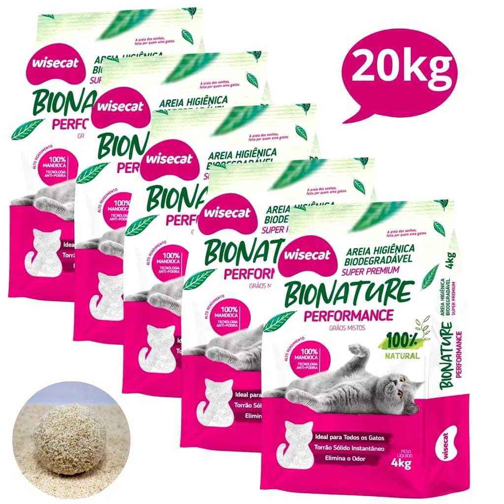 Areia para Gato Grãos Mistos | Areia Higiênica Biodegradável de Mandioca | Bionature Performance