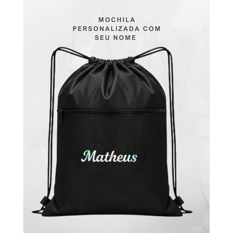 Mochila saco nylon impermeável Personalizada com nome