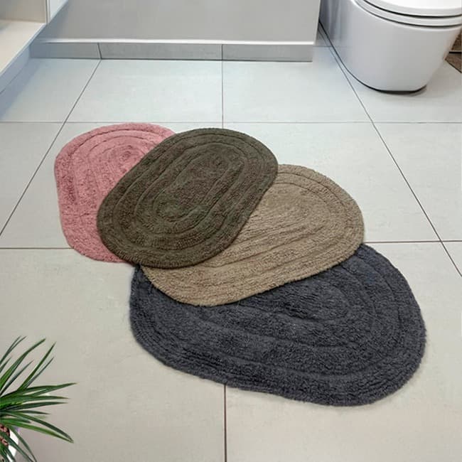 Tapete Banheiro Oval Colors de Algodão 40x60cm - Macio, semi felpudo e absorvente