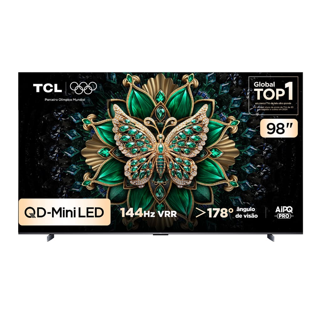 Smart TV TCL 98 Polegadas QLED Mini LED Matte 4K C6K WiFi Bluetooth Google TV 144Hz VRR HDR10+ 98C6K