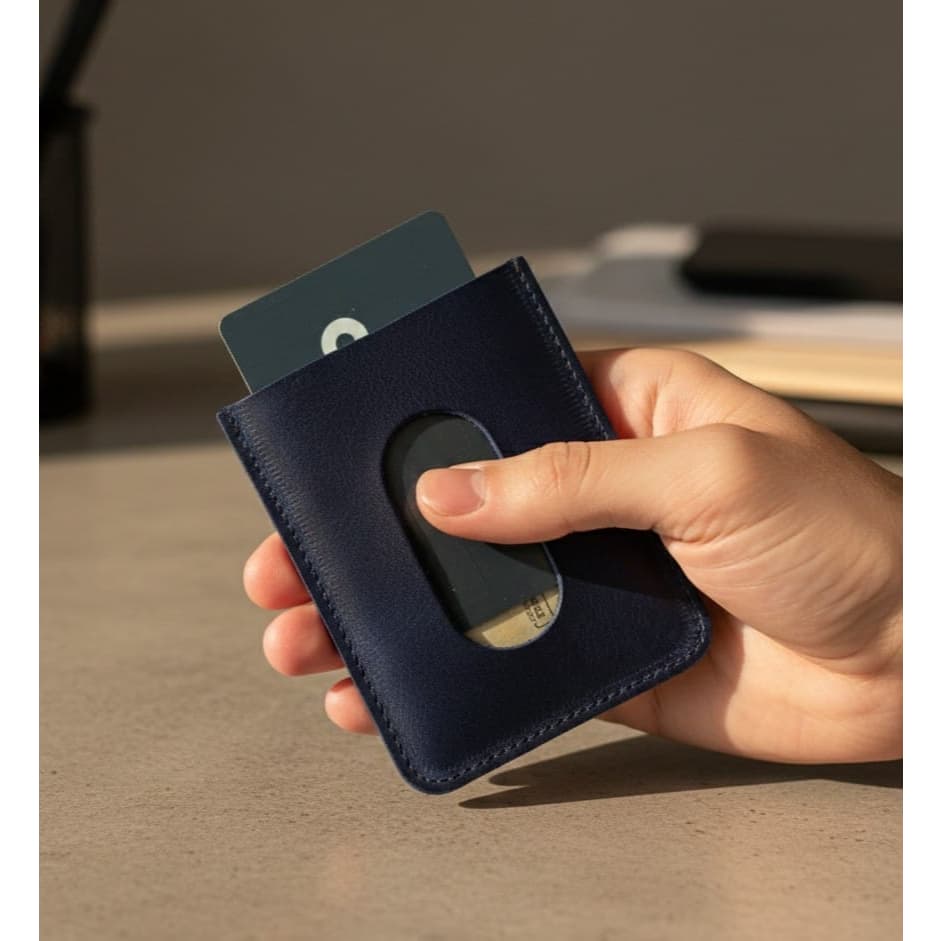 Carteira Porta Cartão Pequeno Rustico de Couro, Carteira Super Fina, Cabe Cnh