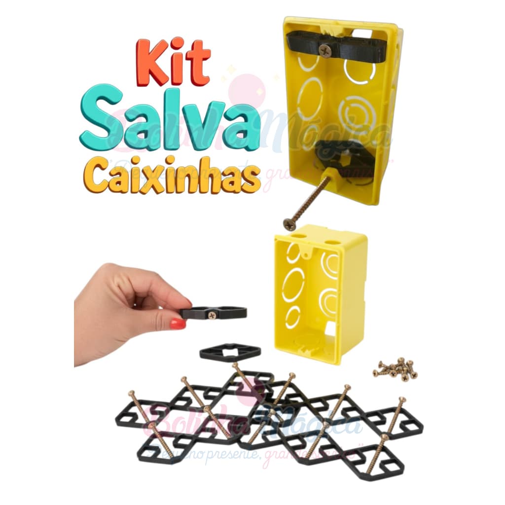 Kit Salva Caixinha De Luz  P/ Tomada Interruptor Elétrico  Reparo Instalação Salva Caixas de Parede