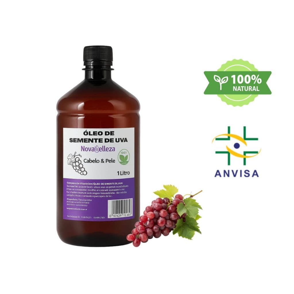Óleo de Semente de Uva 100% Vegetal para Cabelos e Pele Novabelleza