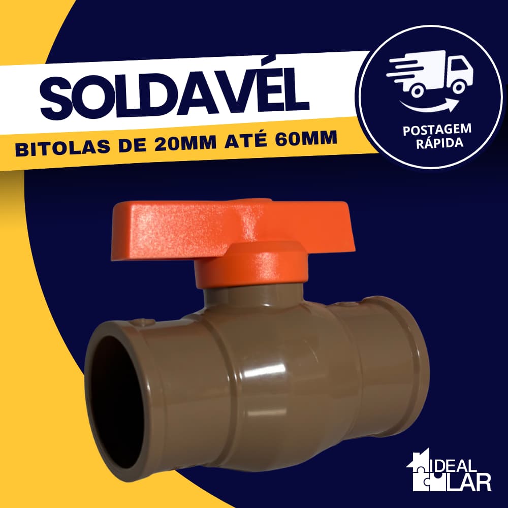 Registro De Esfera Solda Liso Pvc 20 / 25 / 32 / 35 / 40 / 50 / 60mm Marrom Durín