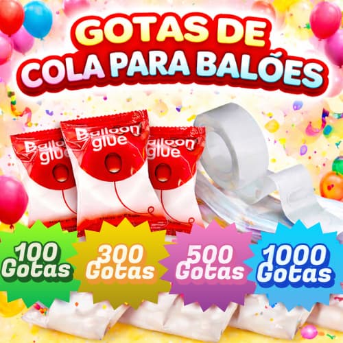 Kit 10 Fitas Gota Adesiva Cola Para Balão Bexiga C/ 100 Adesivos Fita Dupla Face 1/3/5/10 Unidades