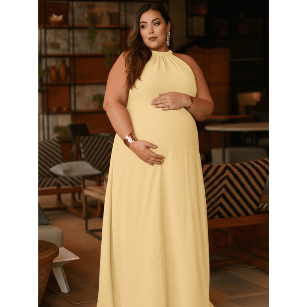 Vestido Gestante Longo Frente Única Soltinho Roupa Confortável Para Grávidas Elegante Casual Festa