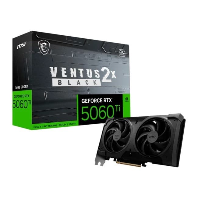 Placa de Vídeo GPU NV RTX5060TI 16GB GDDR7 128BITS VENTUS 2X OC BLACK PLUS MSI 912-V535-088