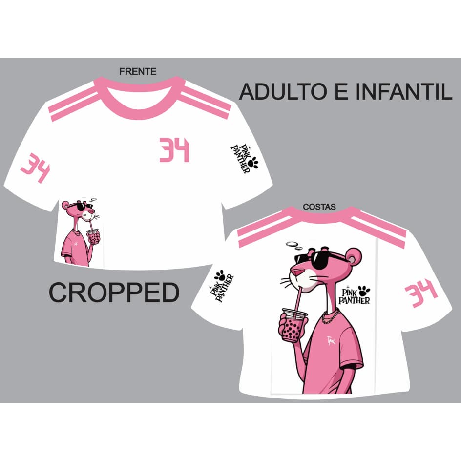 cropped feminino adulto e infantil malha drayfit