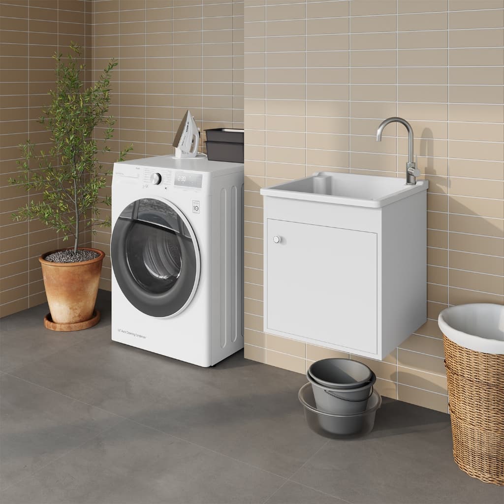 Gabinete Mdf FIXO NA PAREDE 46cm + Tanque De 26l Plástico + Válvula E Sifão Suspenso