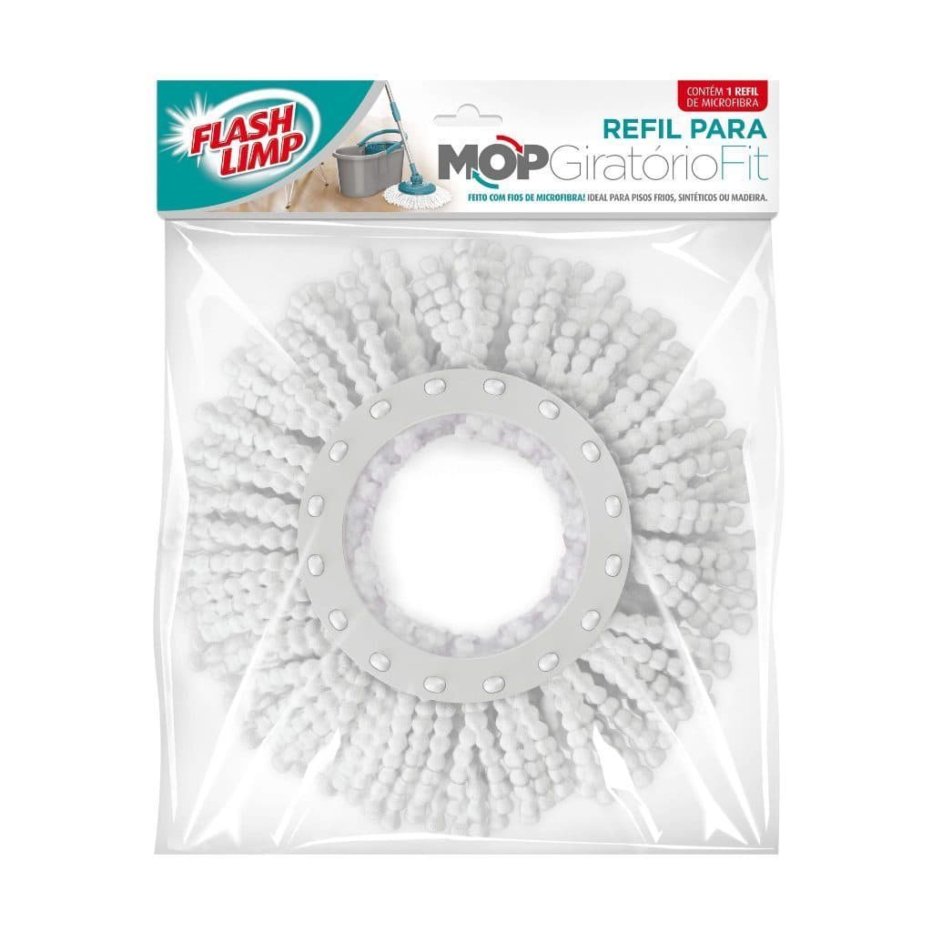 Refil Mop Fit Flash Limp Original Microfibra Lavável Para Todos os Pisos