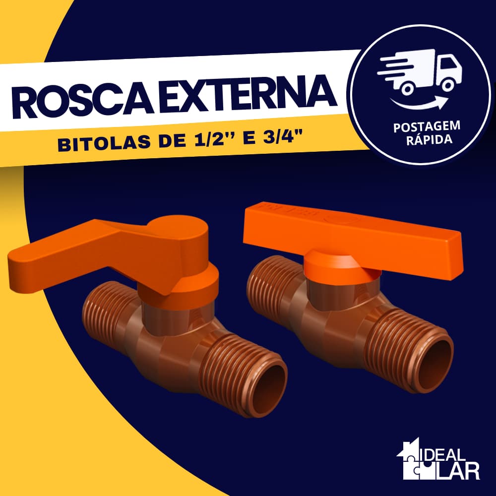 Registro De Esfera Com Rosca Externa Bitola 1/2" ou  3/4" Azul Durín