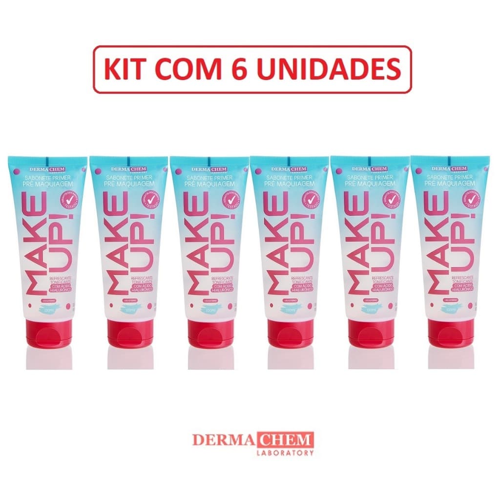 Kit Com 06 Sabonete Facial Primer Pré Maquiagem Make Up Dermachem - 100ml cada