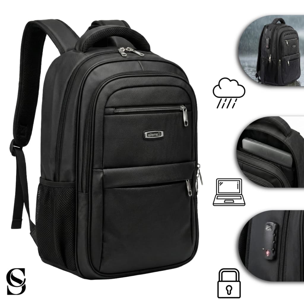 Mochila Feminina Notebook couro sintético com cadeado impermeável para trabalho faculdade escola