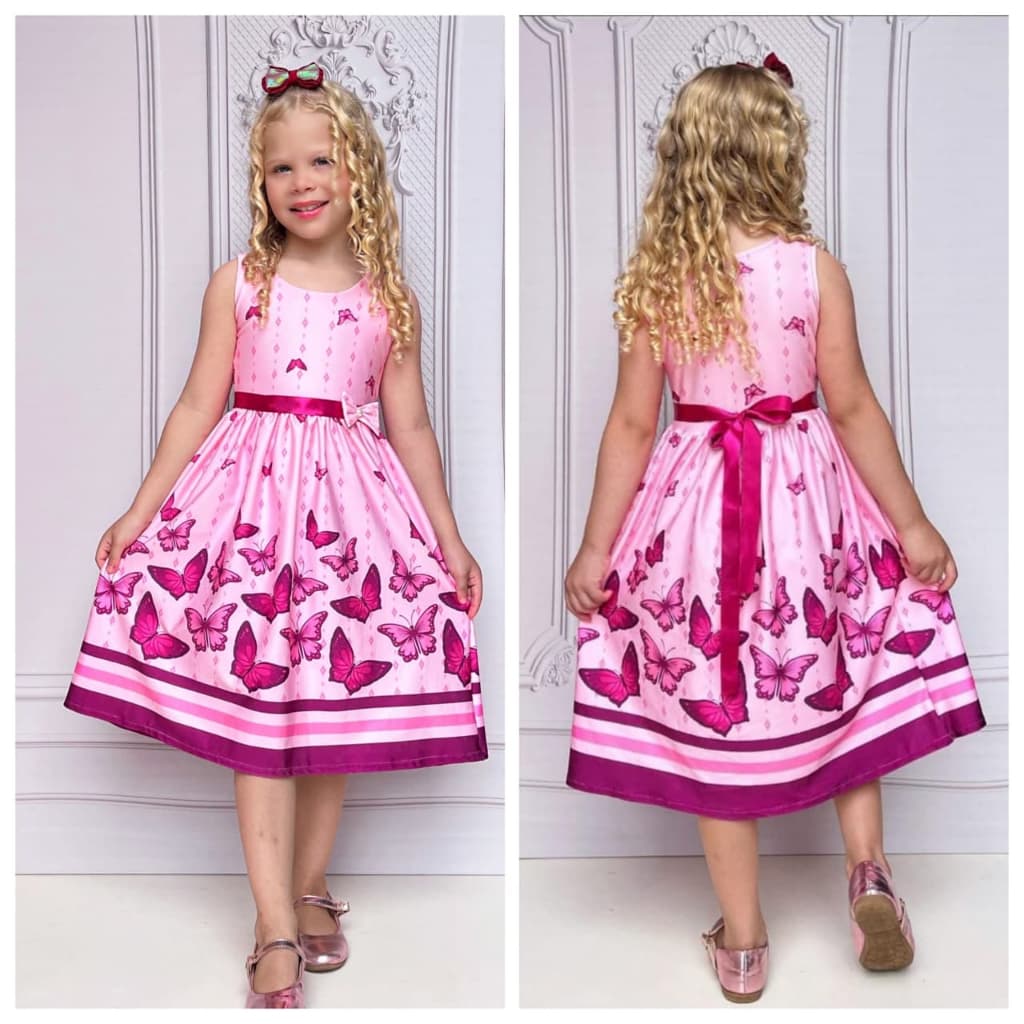 Vestido Infantil Tematico Charme Verao Casual Menina Criança Festa  Juvenil