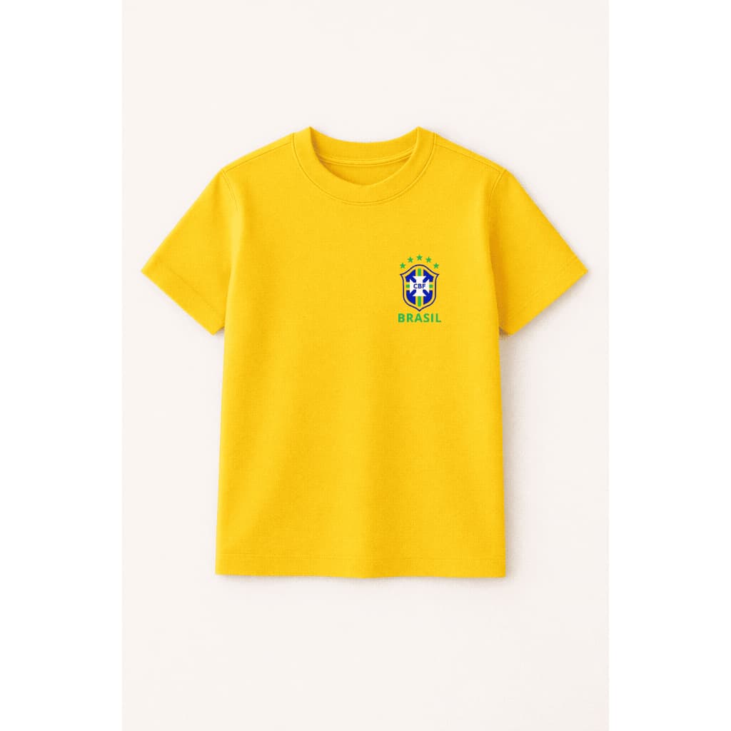 Camiseta Brasil Infantil Unissex Seleção Brasileira Copa do Mundo 2026 100% Algodão