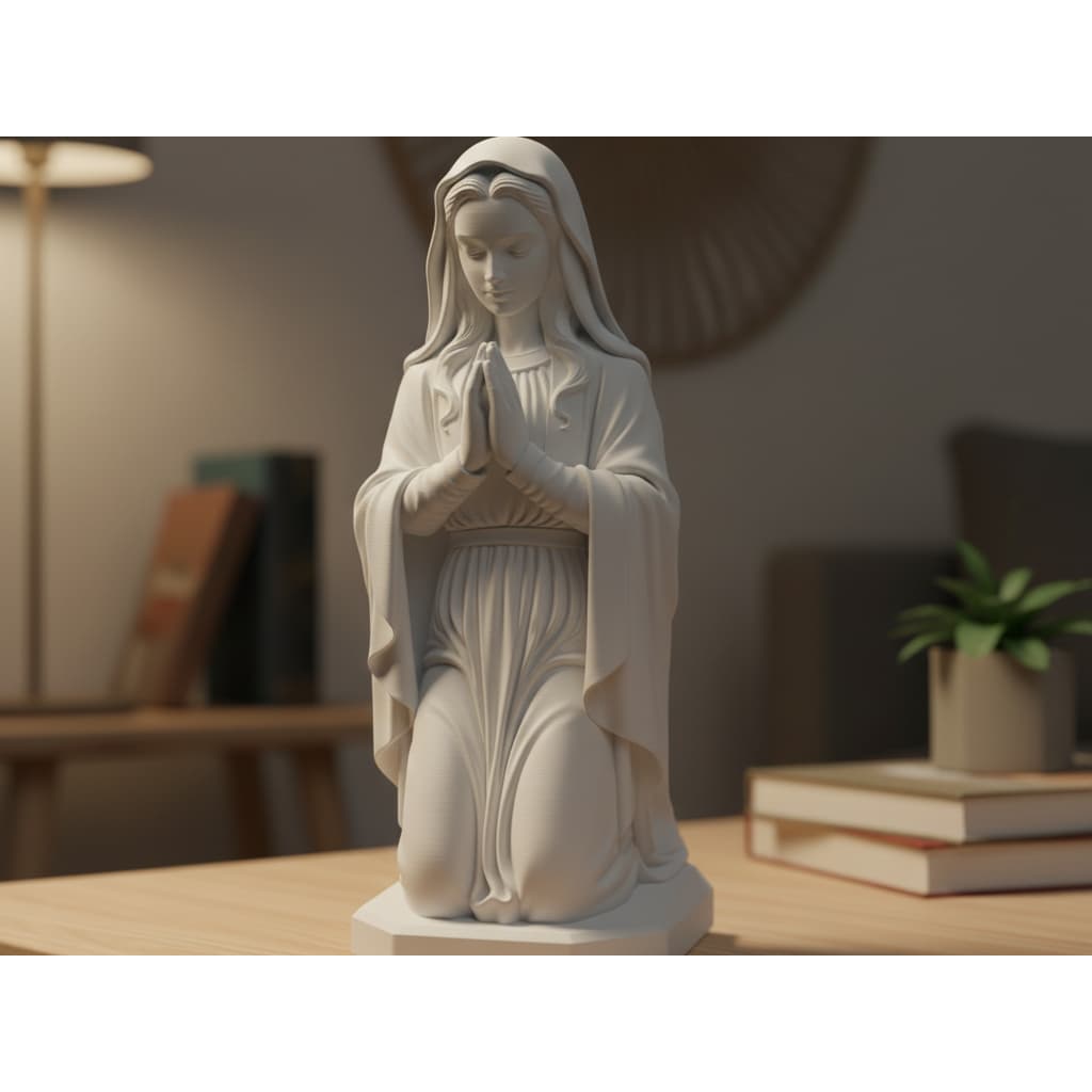 Estátua da Virgem Maria Ajoelhada Orando | Imagem Sacra Religiosa Decorativa