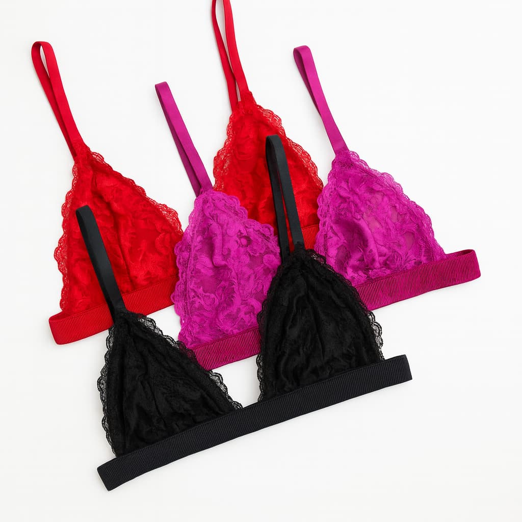 Sutiã Com Alça Fina Sem Bojo Em Renda Top Lingerie Conforto Sem Aro Sem Metal