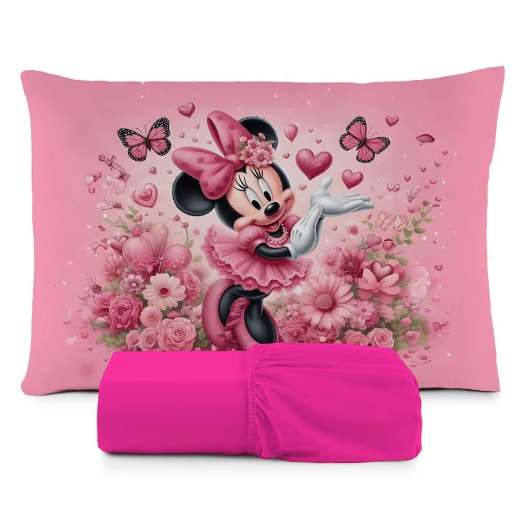 Lençol com Elastico Solteiro Infantil Menino Menina Fronha Estampada Várias Cores