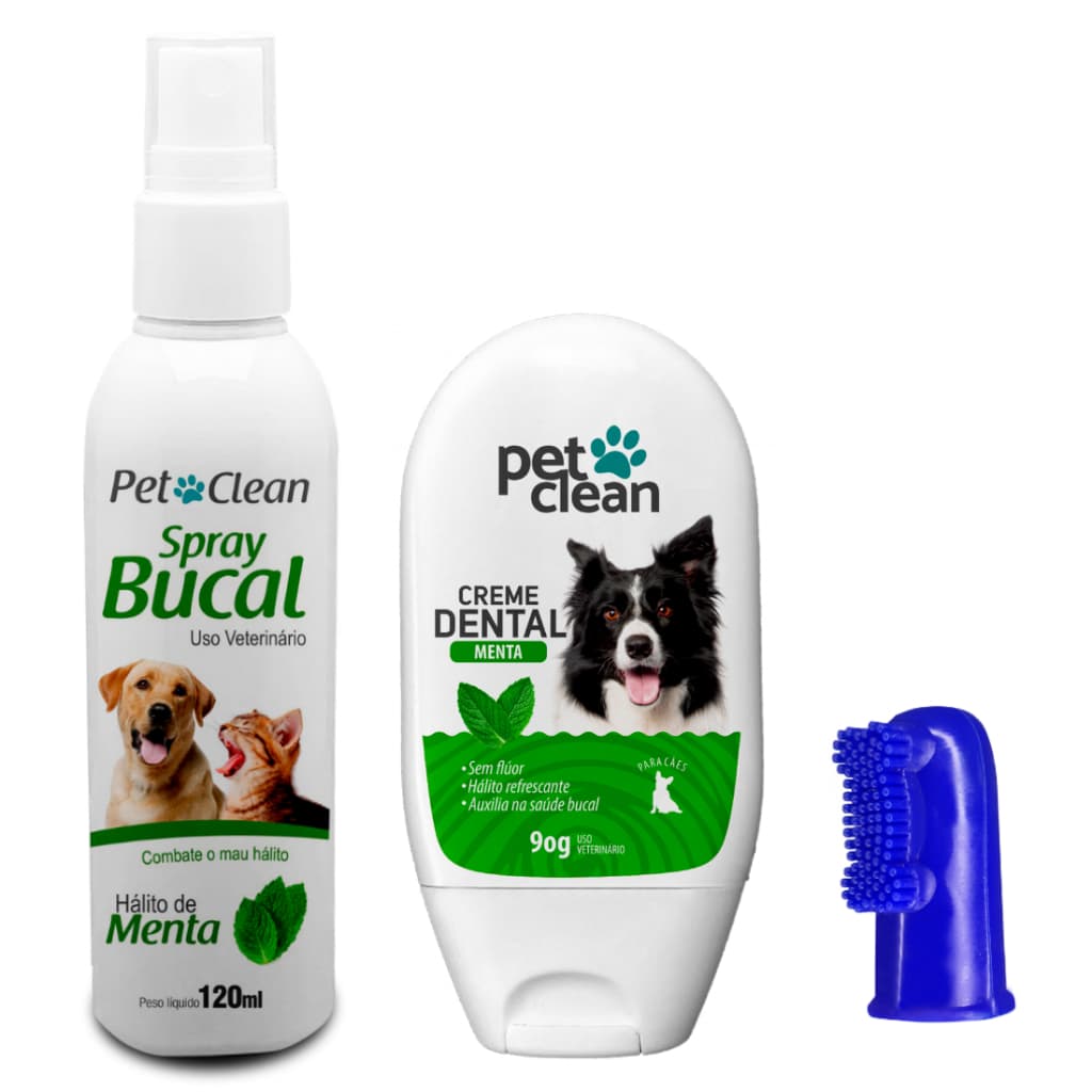 Kit Cuidado Bucal Spray Creme Dental Pet Clean