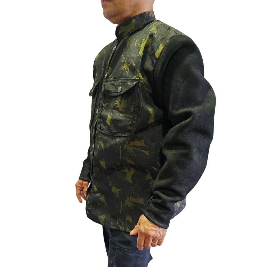 Blusão de lona e couro