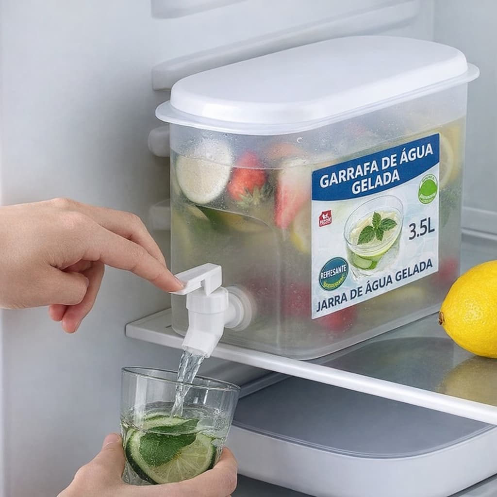3.5 L Suqueira Plastica com tampa para Geladeira Com torneira capacidade 3.5L para agua saborizada