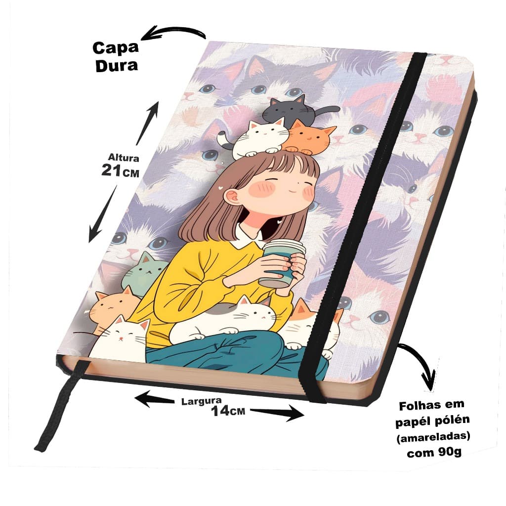Caderno SKETCHBOOK ou anotações GATOS FOFOS 21x14cm