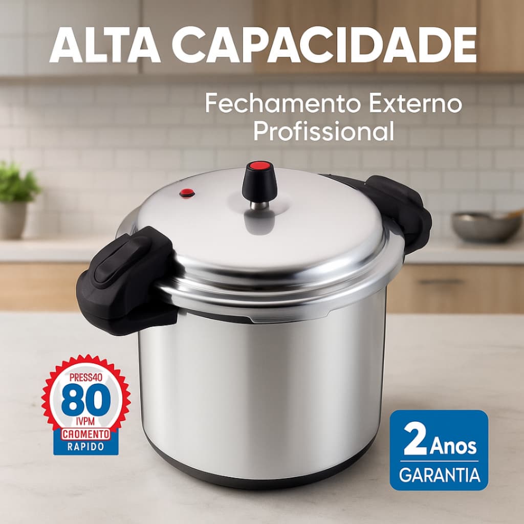 Panela Pressão Fechamento Externo 7|10|20|24 Litros  Durabilidade Segurança Cozimento Rápido Feijão