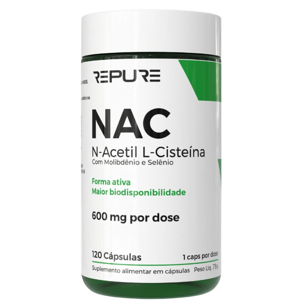 Nac N-acetil L-cisteína 600mg Molibdênio + Selênio Original 120 Cápsulas (4 Meses)