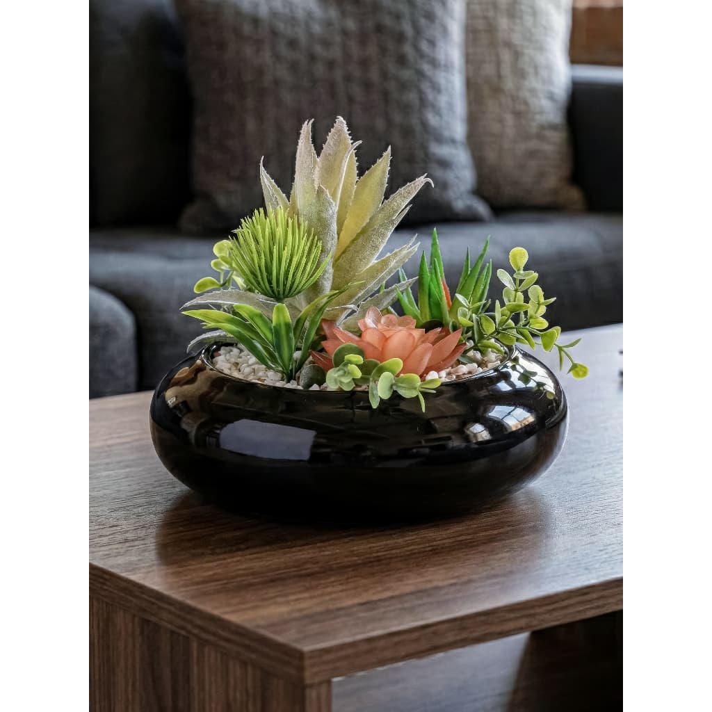 Arranjo Artificial Suculenta Vaso Ikebama centro de Mesa Sala Jantar