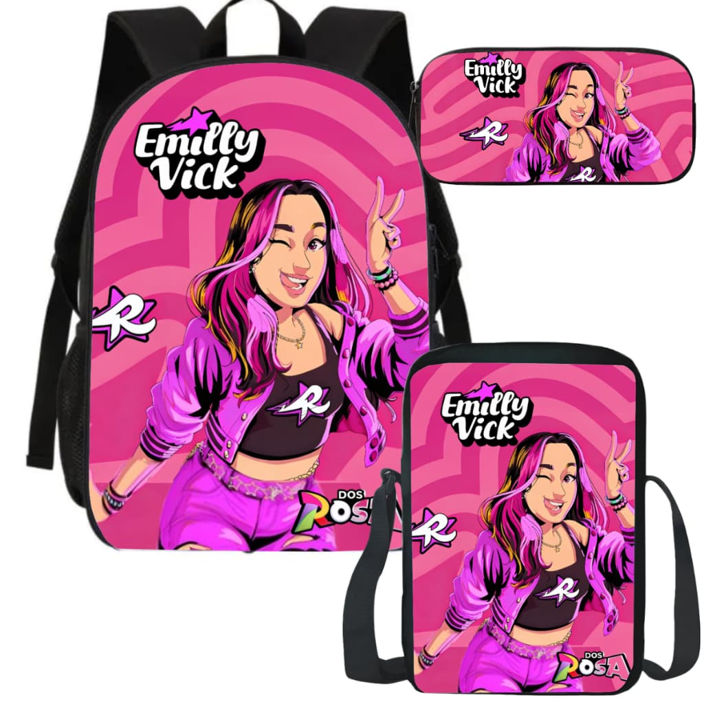 Material Escolar Mochila Estojo Lancheira Emilly Vick