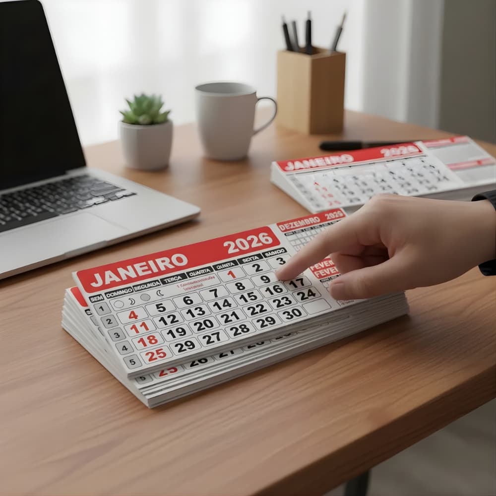 Refil Calendário de Mesa  10 Á 50 jogos com 12 meses 2026