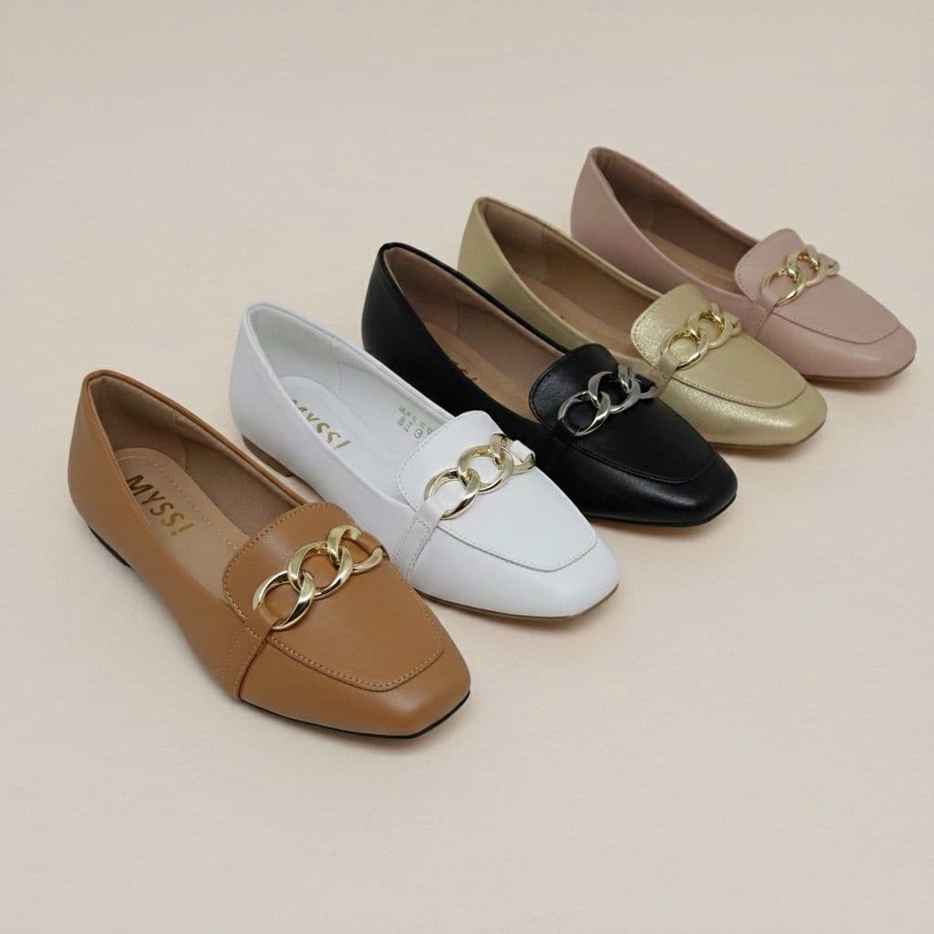 Sapatilha Mocassim Feminina Enfeite Corrente Dourada Delicada