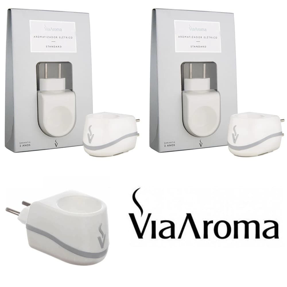 2 Aromatizador Difusor de Ambiente Elétrico Standard Via Aroma Branco