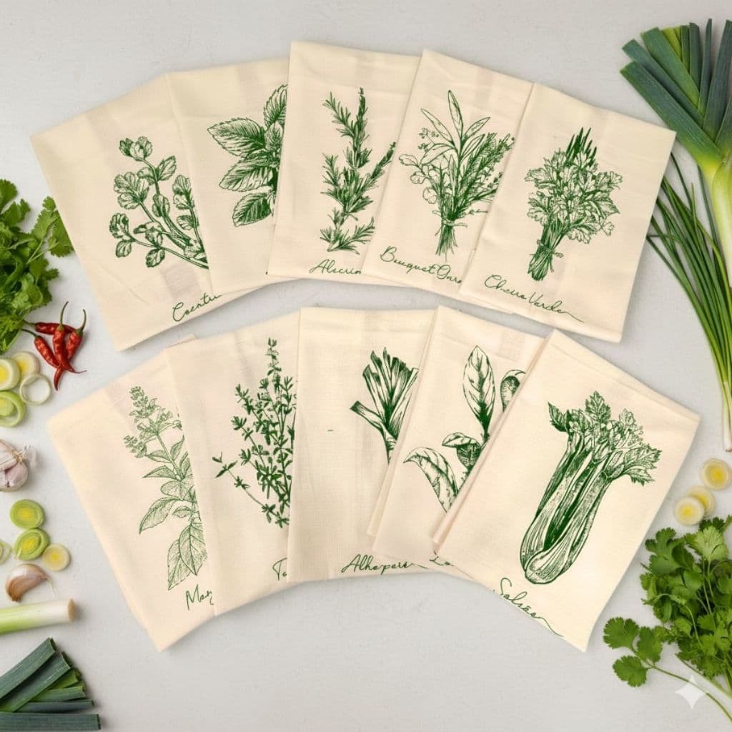 Kit 10 Panos De Prato Crú Extra Rústico Coleção Temperos