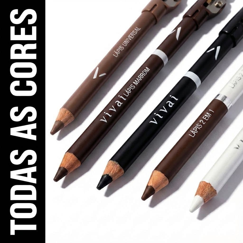 Lápis de Olho Vivai 2 em 1 - Branco e Preto, Marrom e Preto, Preto, Marrom, Marrom Universal