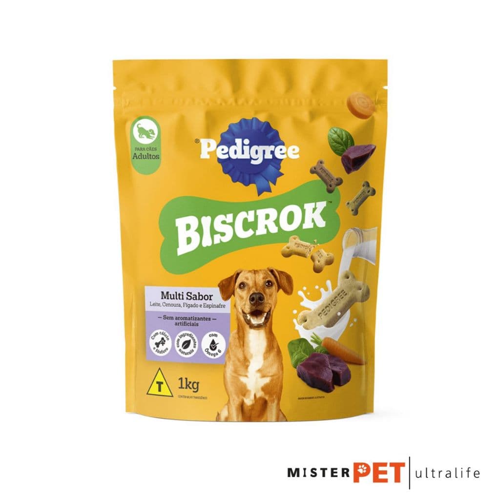 Petisco Crocante Biscrok Pedigree 1kg | Multi Sabor Cães Adultos