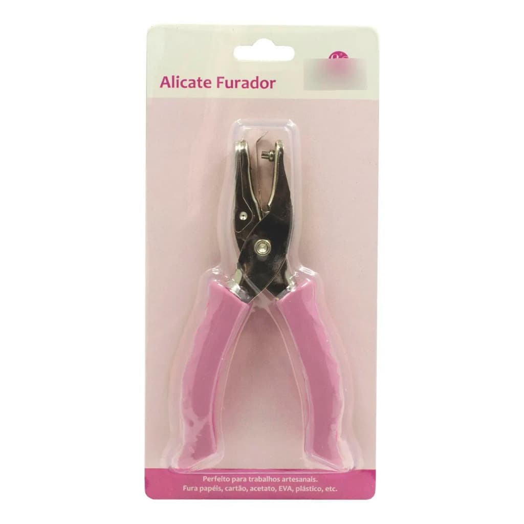Furador Perfurador Alicate Papel E Eva 3mm Circulo Rosa - UNIDADE