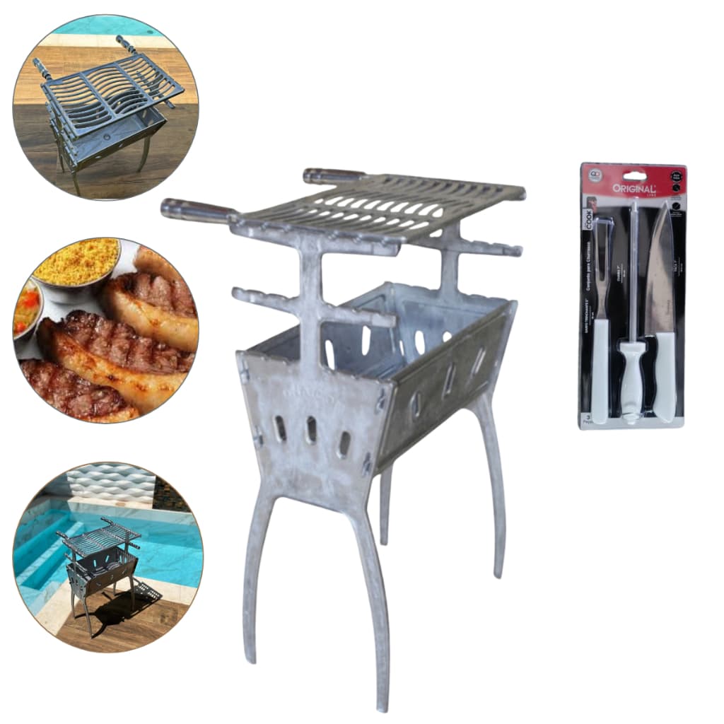 Churrasqueira desmontável 81cm em alumínio fundido de excelente qualidade